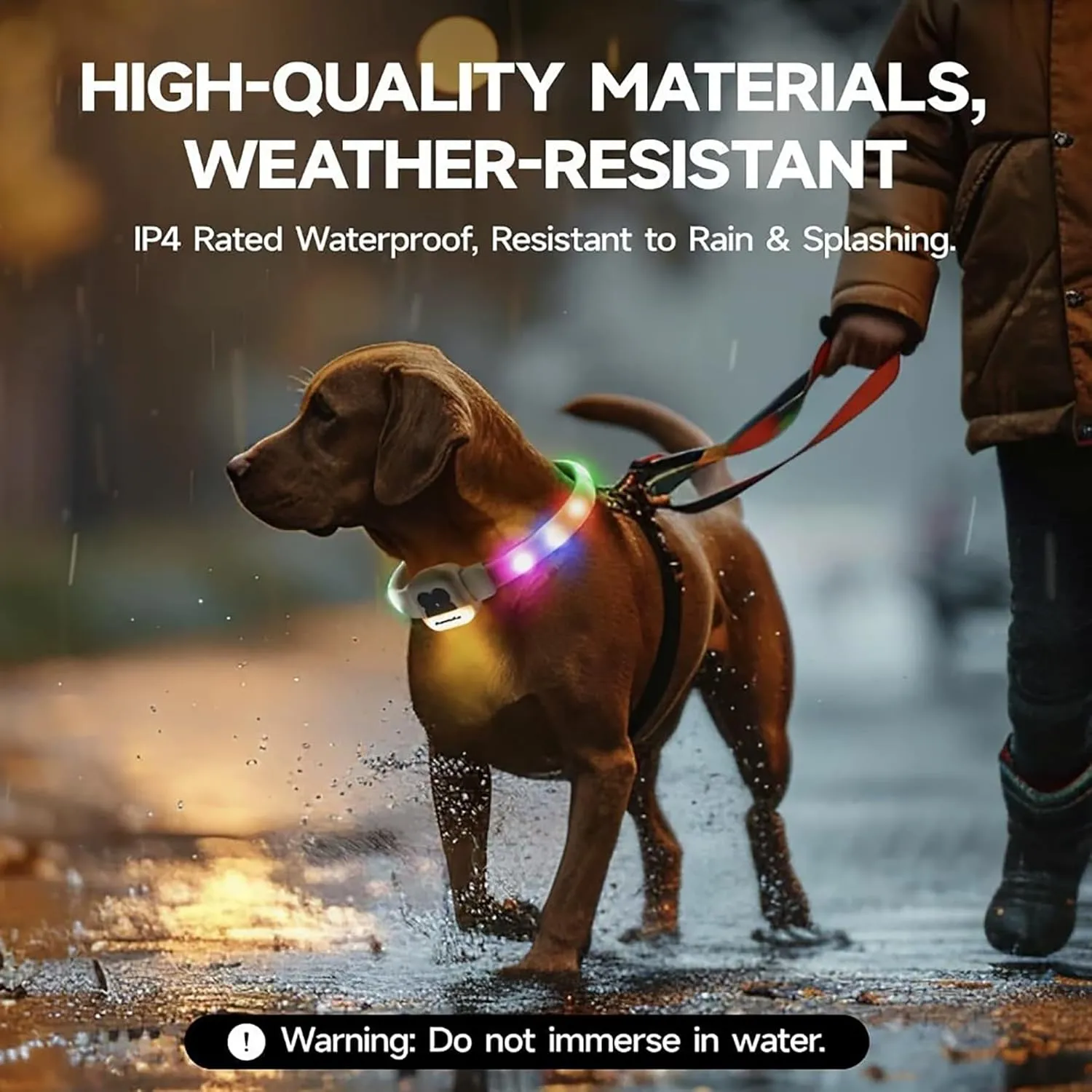 Light Up Dog Collar for Night Walking, USB Rechargeable LED Dog Collar with 6 Glow Modes, Adjustable, Reusable, Durable, Keep Safe in Dark for Small Medium Large Dogs (White, L)