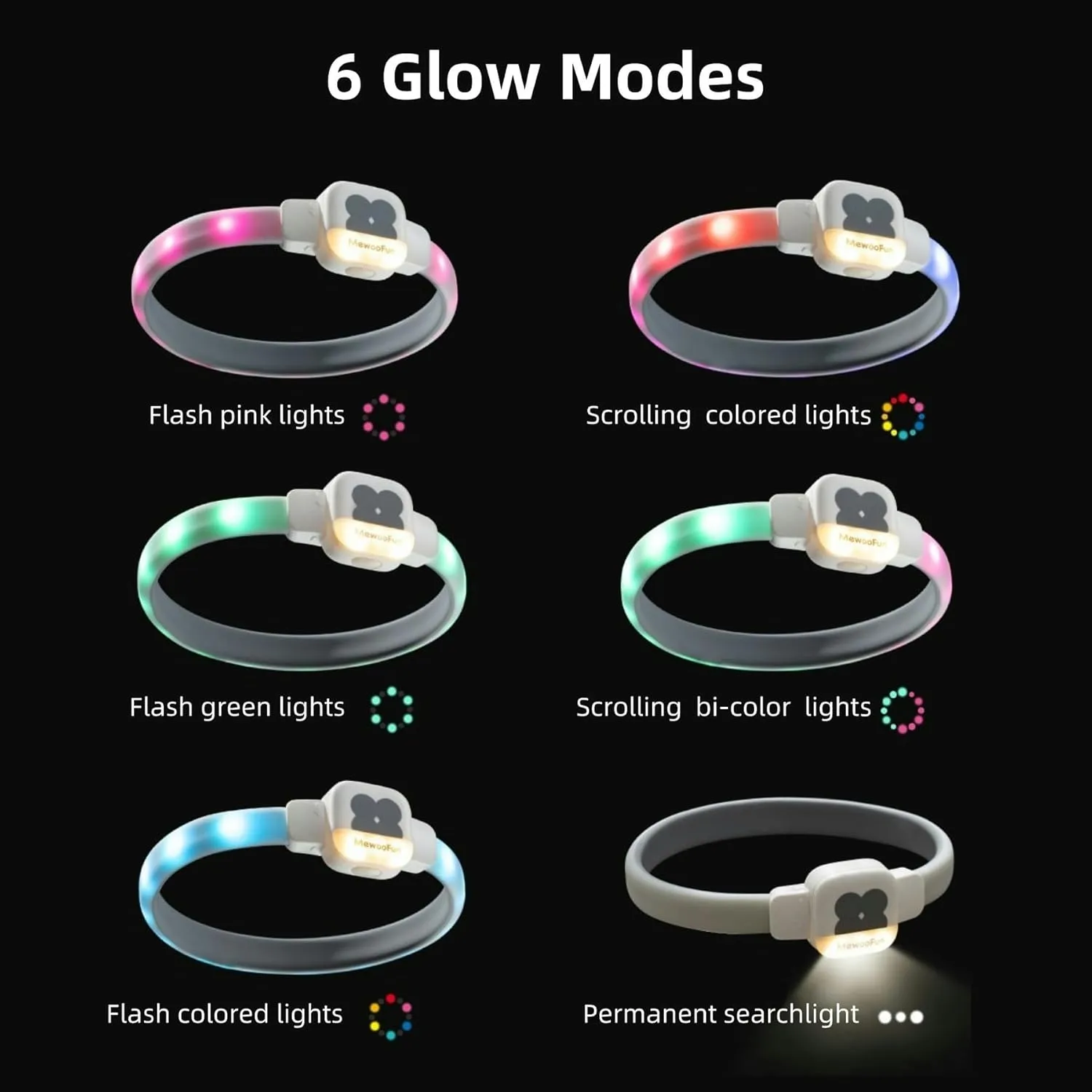 Light Up Dog Collar for Night Walking, USB Rechargeable LED Dog Collar with 6 Glow Modes, Adjustable, Reusable, Durable, Keep Safe in Dark for Small Medium Large Dogs (White, L)