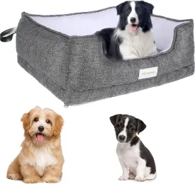 Memory Foam Dog Bed Mat for Small Medium Dogs, Calming Orthopedic Pet Bed, Removable Washable Cover Dog Sofa (Large, Gray)