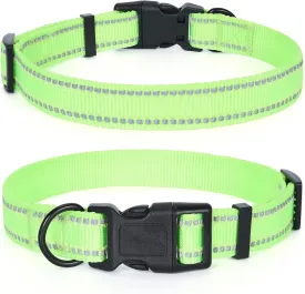 Mile High Life Nylon Night Light Glow Collar, Reflective Light Up Dog Collar, Fluorescent Self-Luminescent Strap for Small Medium Large Dogs (Lime, M Neck13-17")