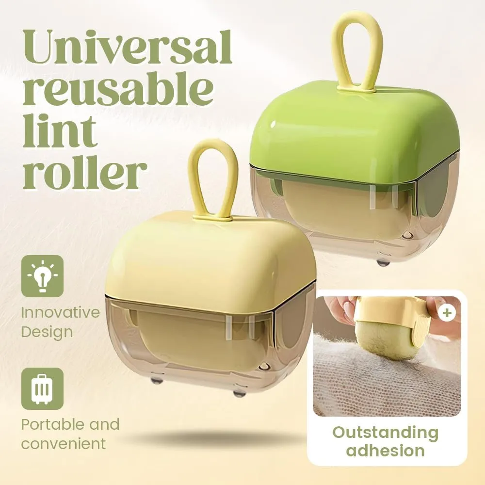 Mini Portable Lint Roller, Pet Hair Remover for Laundry Mini Lint Roller for Purse Reusable Washable Sticky Roller for Clothes Travel (Green)