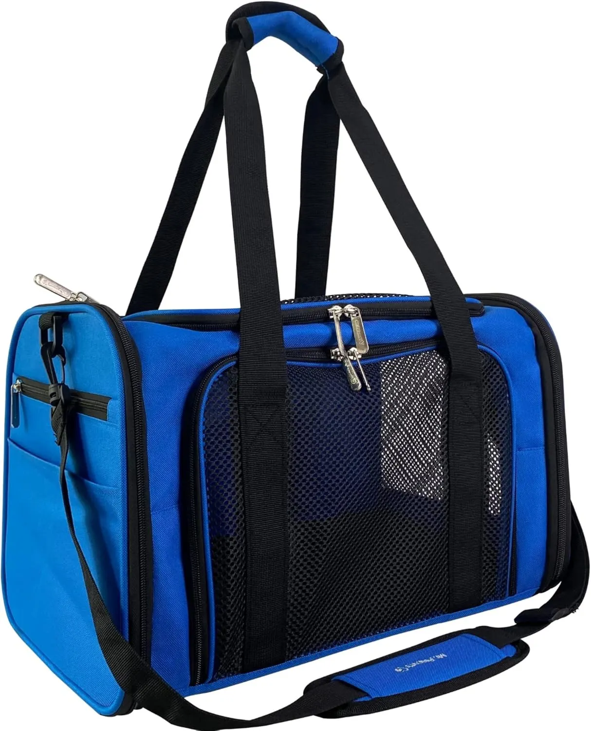 Mr. Peanut's Airline Approved Soft Sided Pet Carrier, 17.5X11X11" Travel Tote with Soft Padded Bedding With Strong 1/4" Wood Base, Seatbelt & Luggage Attachment, Perfect for Cats and Small Dogs
