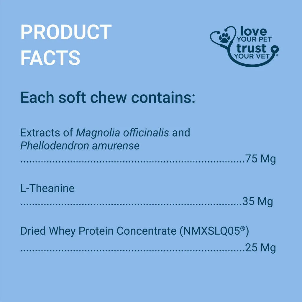 Nutramax Solliquin Calming Behavioral Health Supplement for Small to Medium Dogs and Cats - With L-Theanine, Magnolia / Phellodendron, and Whey Protein Concentrate, 75 Soft Chews