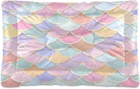 Pastel Colored Scales Outdoor Dog Bed for Small Dogs Washable Waterproof Travel Pet Bed Mat Portable Cat Bed with Non-Slip Bottom for Indoor and Sleeping 36 x 24 Inch