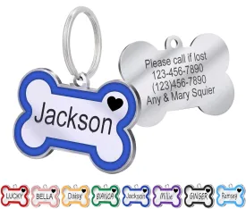 Personalized Deep Engraving Pet ID Tags Engraved Both Sides Bone Shape Custom Dog Tag Stainless Pet ID Tag Engraved Heart Dog Tags for Large Small Dogs Cats (Royal Blue, Large)