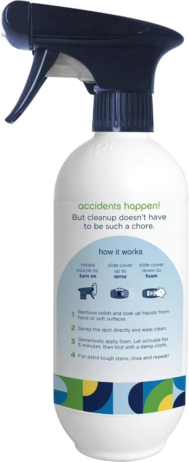 Pet Life Unlimited Foaming Stain   Odor Eliminator Spray Cleaner - Plant-Based Stain Removal - Two-Way Spray Applicator - Natural Juniper Leaf Scent - Made in the USA - 16 Ounce (Pack of 1)