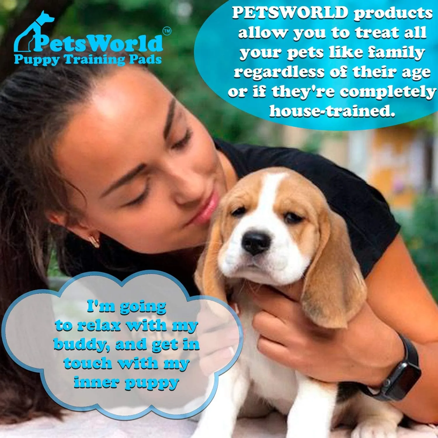 PETSWORLD Puppy Pads, 23x36 Inch, 100 Count - Puppy Pee Pads for Dogs, Tear Resistant, Economy Value, Super-Absorbent Polymer Gel Core, Perfect for Puppies, Smaller Dogs