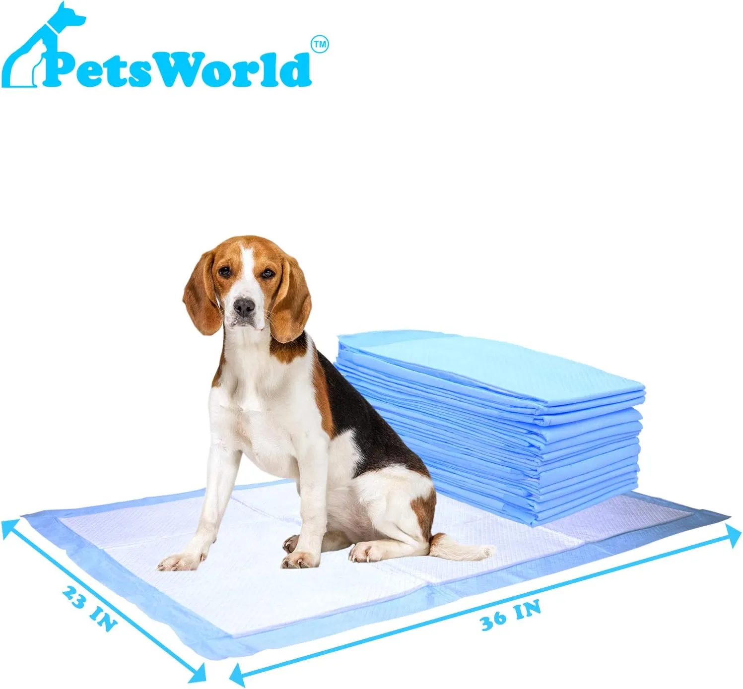 PETSWORLD Puppy Pads, 23x36 Inch, 100 Count - Puppy Pee Pads for Dogs, Tear Resistant, Economy Value, Super-Absorbent Polymer Gel Core, Perfect for Puppies, Smaller Dogs