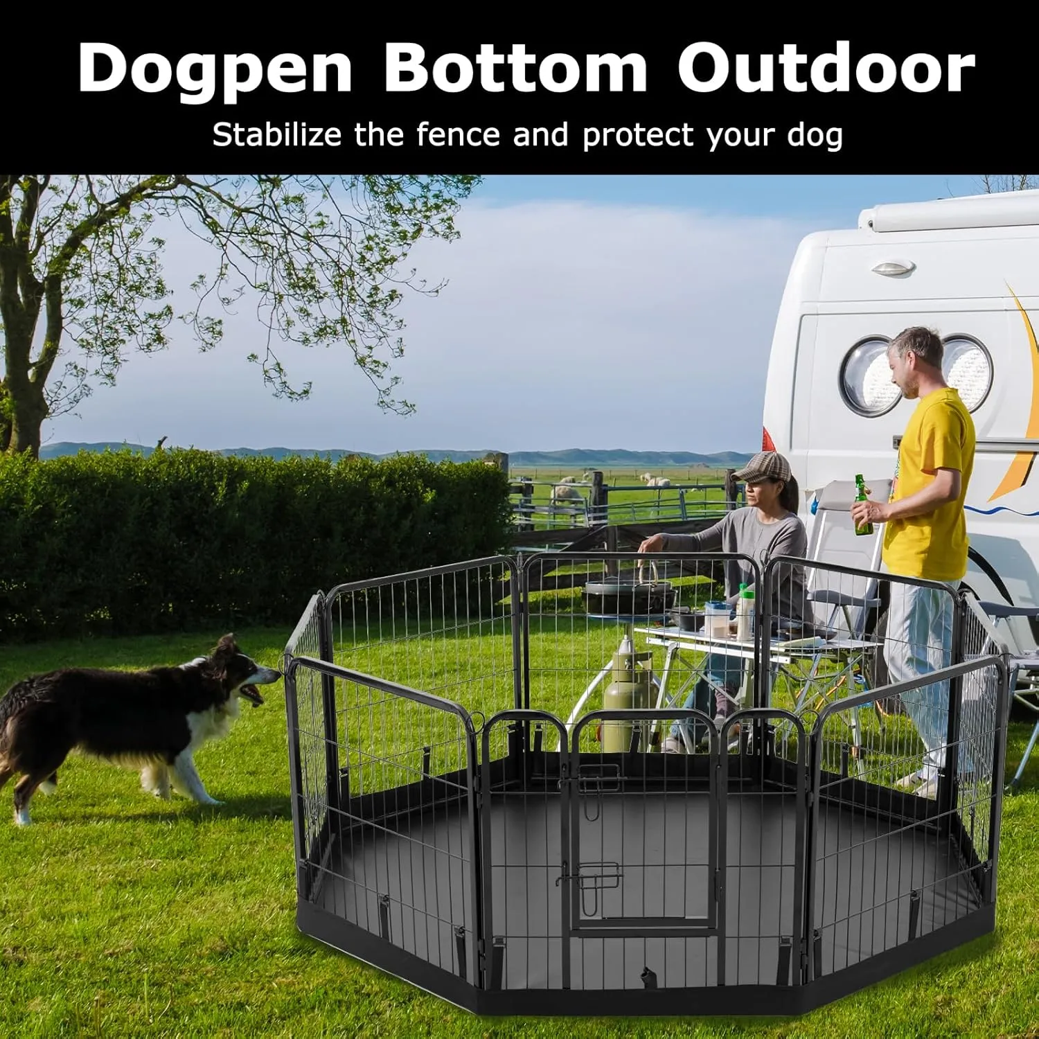 PJYuCien Dog Playpen Bottom Pad,Fits 24 Inch Width 8 Panels Regular Octagon Metal Exercise Pet Playpen,Black (Note:Playpen Not Included !!!)