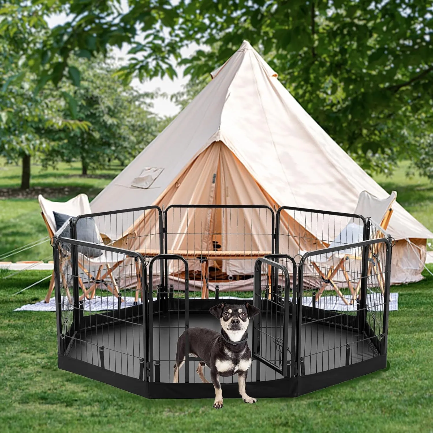 PJYuCien Dog Playpen Bottom Pad,Fits 24 Inch Width 8 Panels Regular Octagon Metal Exercise Pet Playpen,Black (Note:Playpen Not Included !!!)