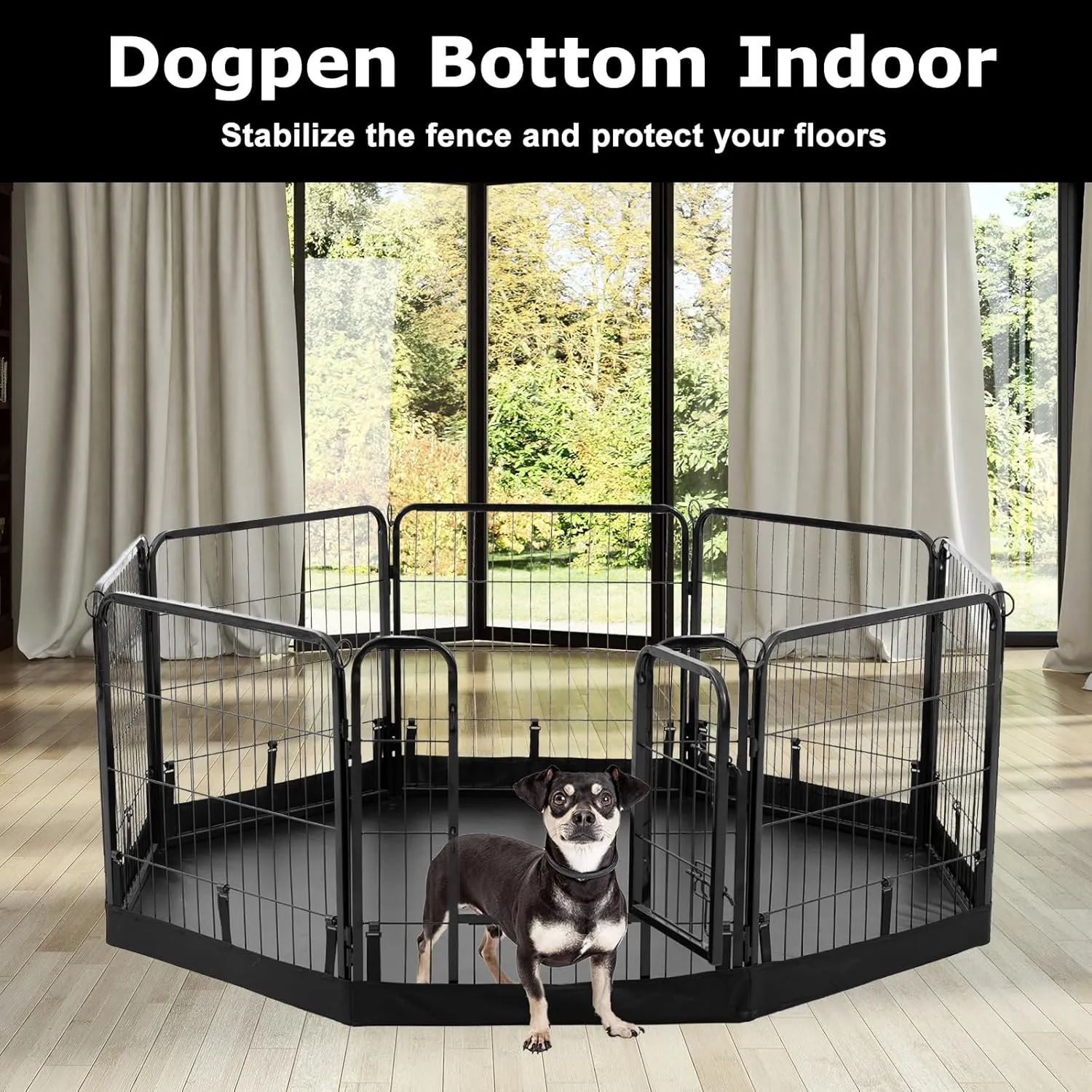 PJYuCien Dog Playpen Bottom Pad,Fits 24 Inch Width 8 Panels Regular Octagon Metal Exercise Pet Playpen,Black (Note:Playpen Not Included !!!)