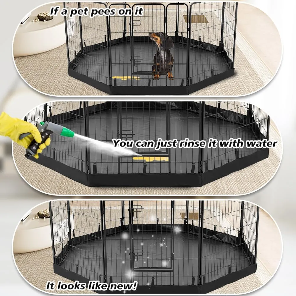 PJYuCien Dog Playpen Bottom Pad,Fits 24 Inch Width 8 Panels Regular Octagon Metal Exercise Pet Playpen,Black (Note:Playpen Not Included !!!)