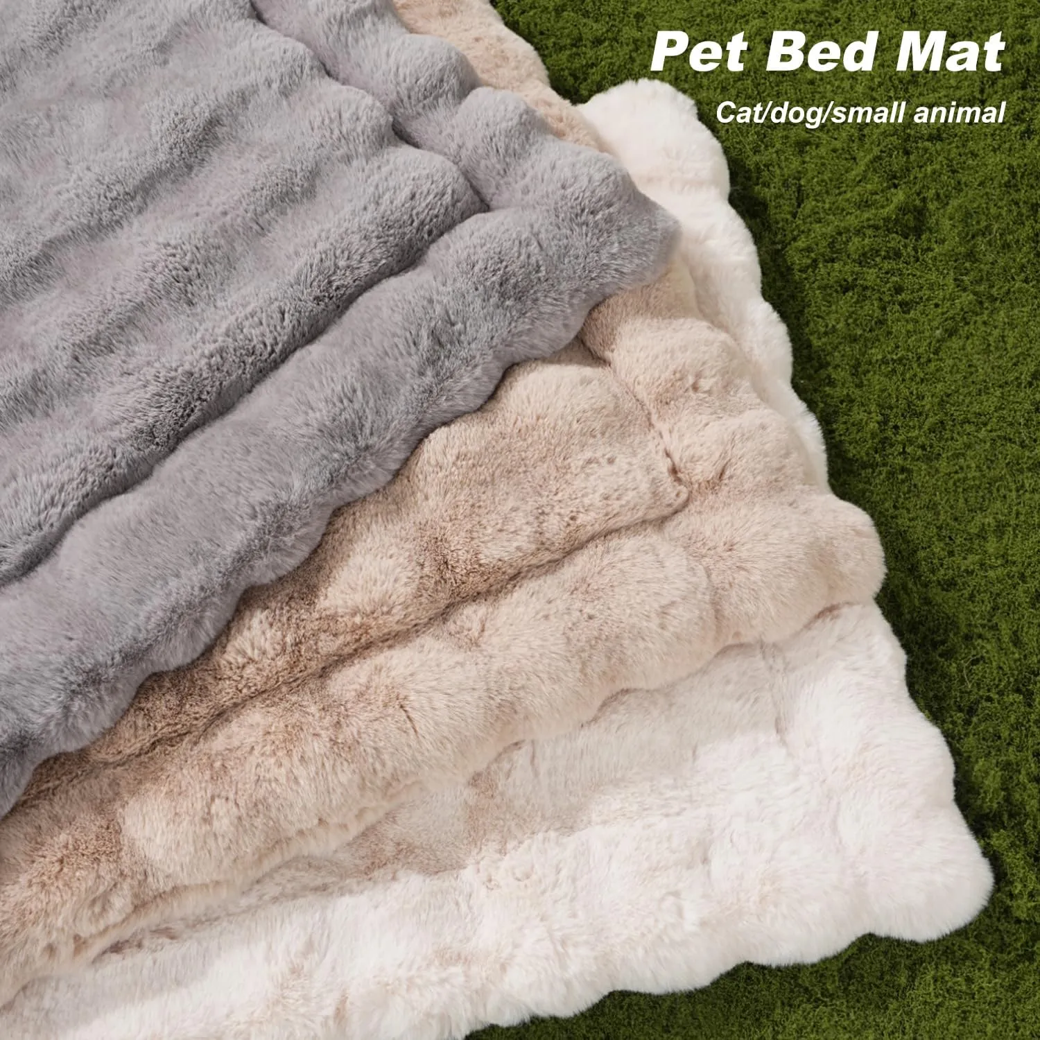 Plush Cat Beds for Indoor Cats Faux Fur Pet Mat with Non-Slip Bottom Cozy Kitten Bed for Carriers/Couch/Floor/Dog & Puppy Friendly 23 x 15 Inch Medium Coffee