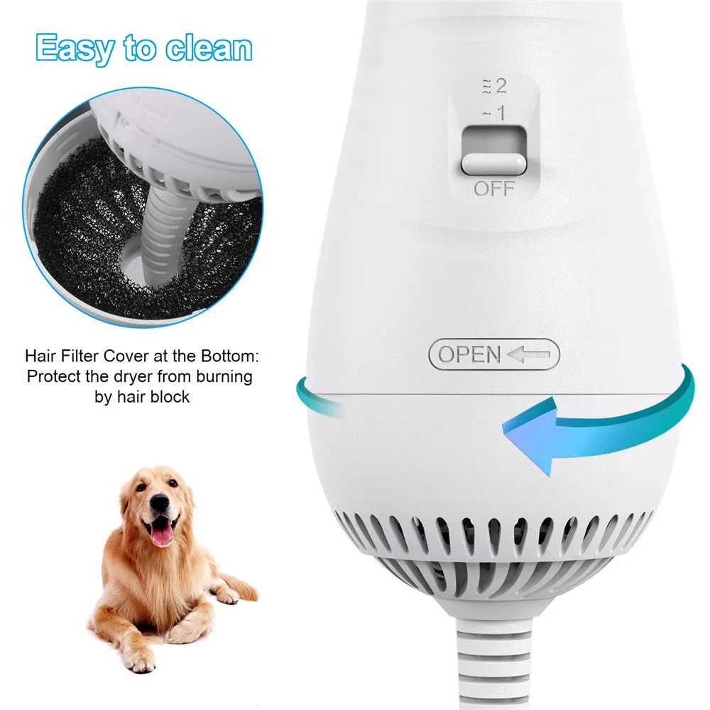Portable Dog Dryer 2-In-1Hair Dryer For Dogs Adjust Temperature Low Noise Pet Dryer Dog Grooming Comb Fur Blower Seche Cheveux