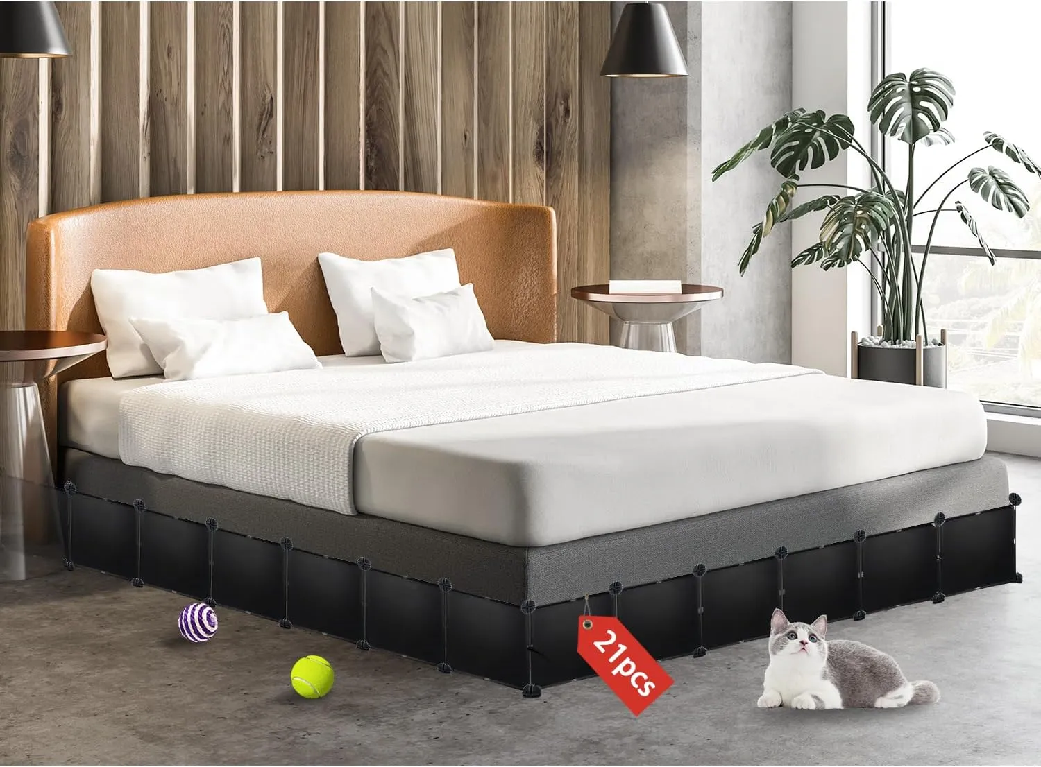 Professional Under Bed Blocker for Pets, 11.8" Height 248" Length in Total, Multi-Purpose Under Bed Couch Blocker, Adjustable Underbed Blocker for Pets for Bed, Sofa and Most Furniture