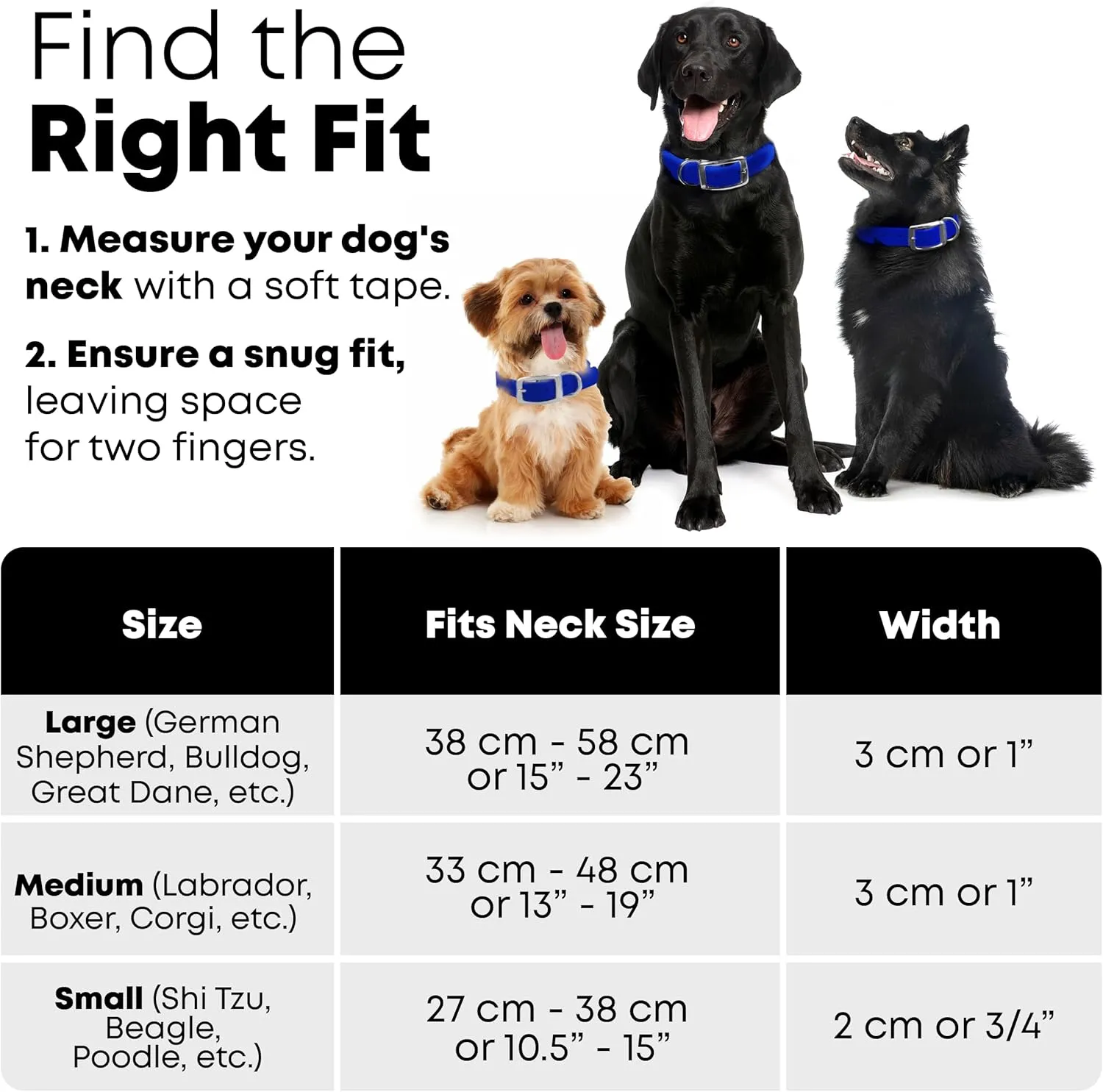 Regal Dog Products Medium Blue Heavy Duty Reflective Dog Collar with Durable Metal Buckle and D Ring Adjustable, Chew Proof & Waterproof Strong Small Dog Collar | Other Sizes for Medium & Large Dogs
