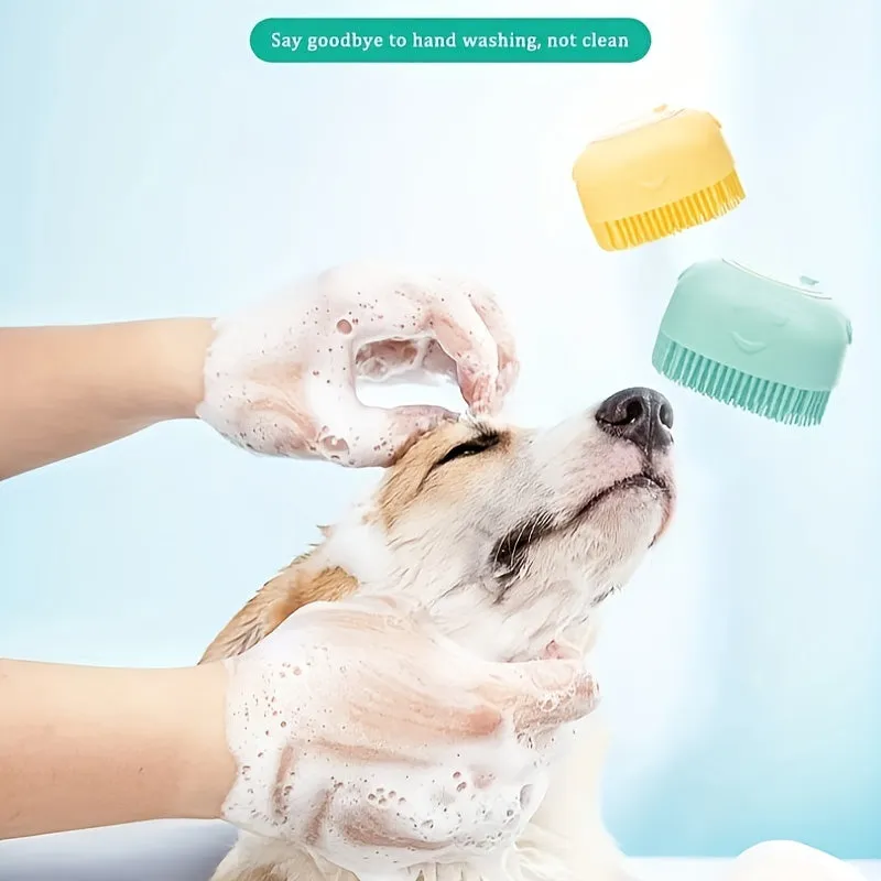 Silicone Pet Shampoo Brush Massage Clean and Store