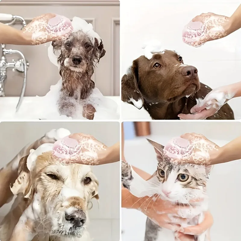 Silicone Pet Shampoo Brush Massage Clean and Store