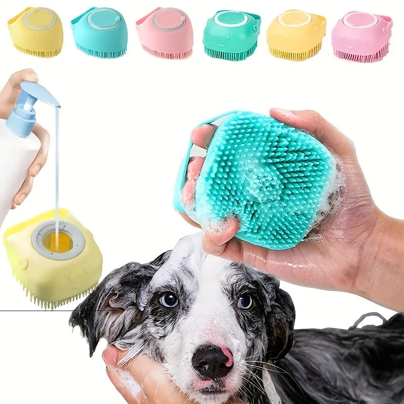 Silicone Pet Shampoo Brush Massage Clean and Store