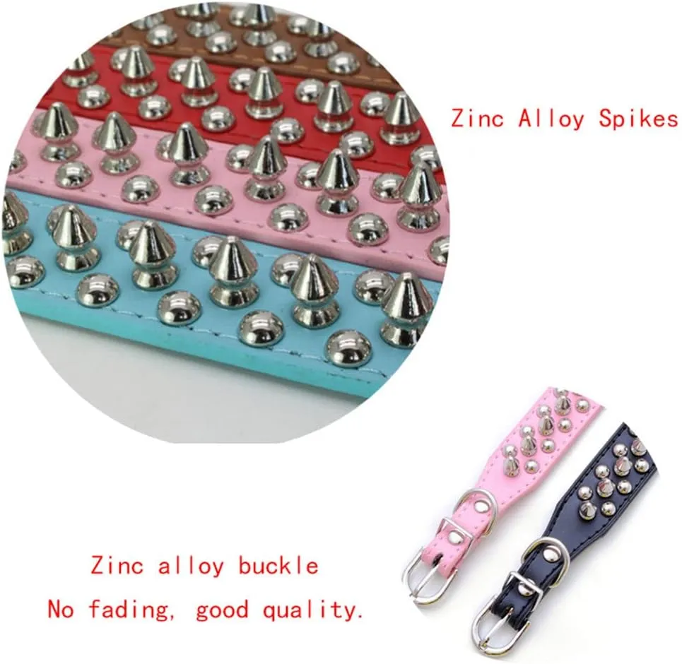 Spiked Dog Collar Soft Pu Leather Mushrooms Rivet Spike Studded Puppy Adjustable Cat Collars Pink S