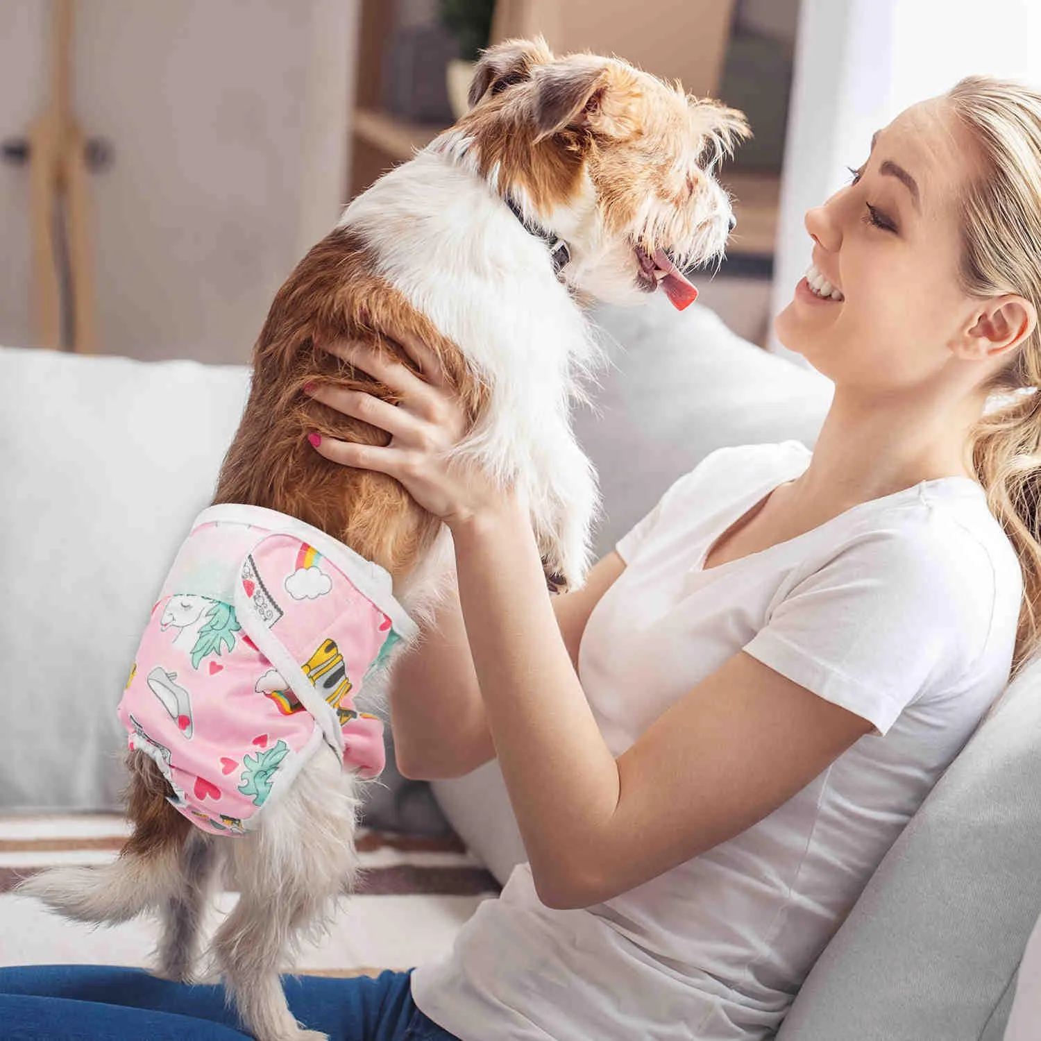 Washable Female Dog Diapers, Reusable Doggy Diapers, 3 Pack (Unicorn)