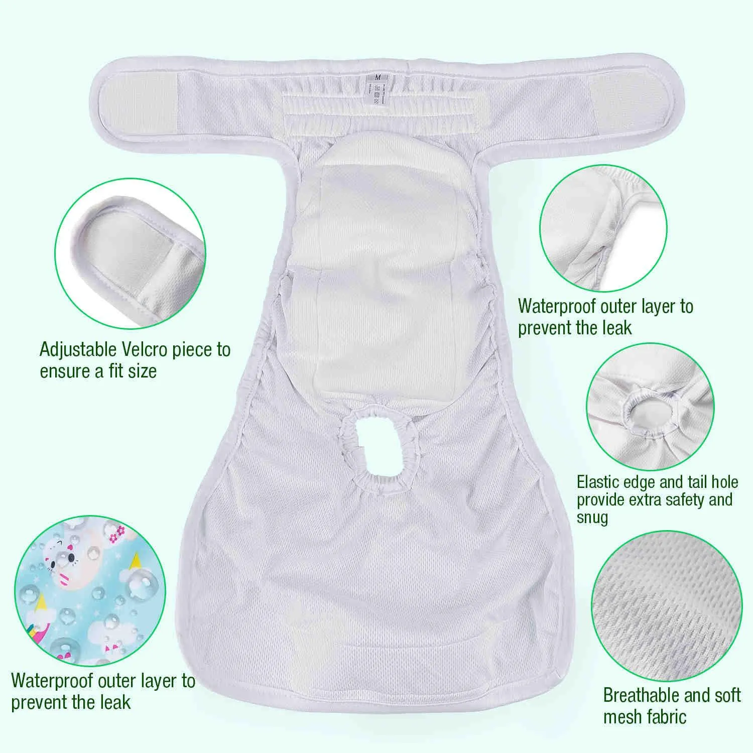 Washable Female Dog Diapers, Reusable Doggy Diapers, 3 Pack (Unicorn)