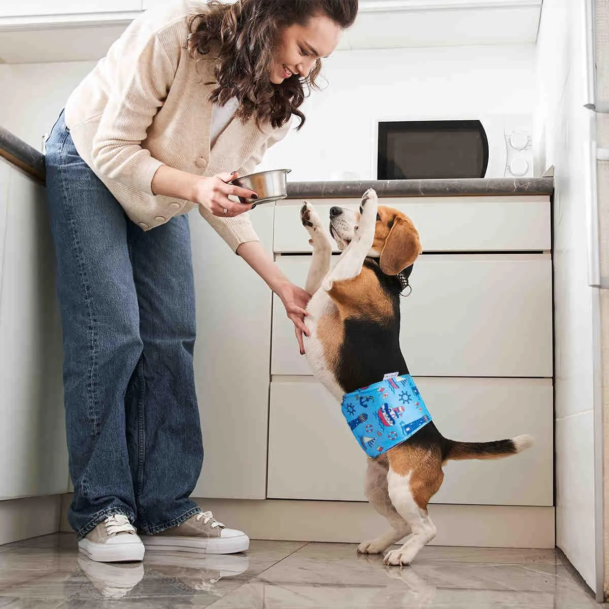Washable Male Dog Diapers, Reusable Doggy Diapers, 3 Pack (Sailor)