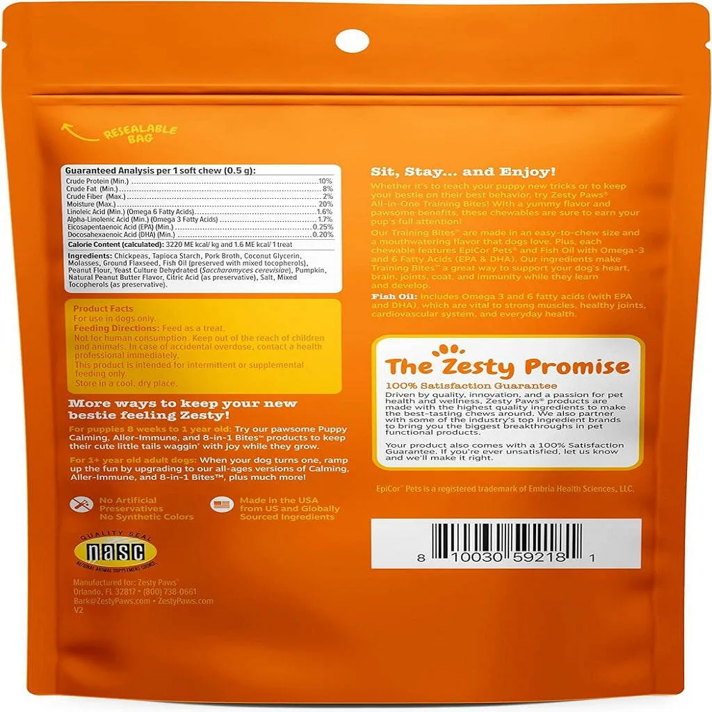 Zesty paws All-in-One Peanut Butter Flavored Multivitamin Training Bites for Dogs (8 oz)