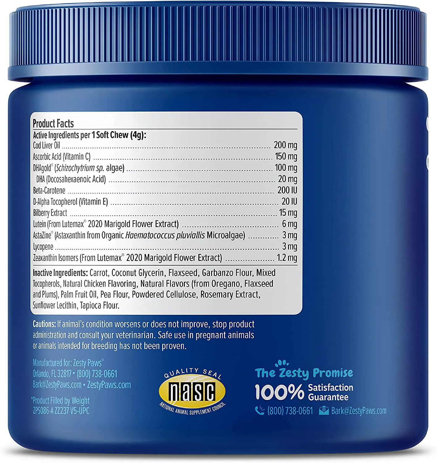 Zesty Paws Eye Supplement for Dogs - Vision Support with Lutein   Vitamin C & Astaxanthin Antioxidants - Dog Vitamins for Eyes   Fish Oil for Omega 3 EPA & DHA for Senior Dogs