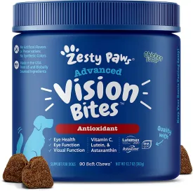 Zesty Paws Eye Supplement for Dogs - Vision Support with Lutein   Vitamin C & Astaxanthin Antioxidants - Dog Vitamins for Eyes   Fish Oil for Omega 3 EPA & DHA for Senior Dogs