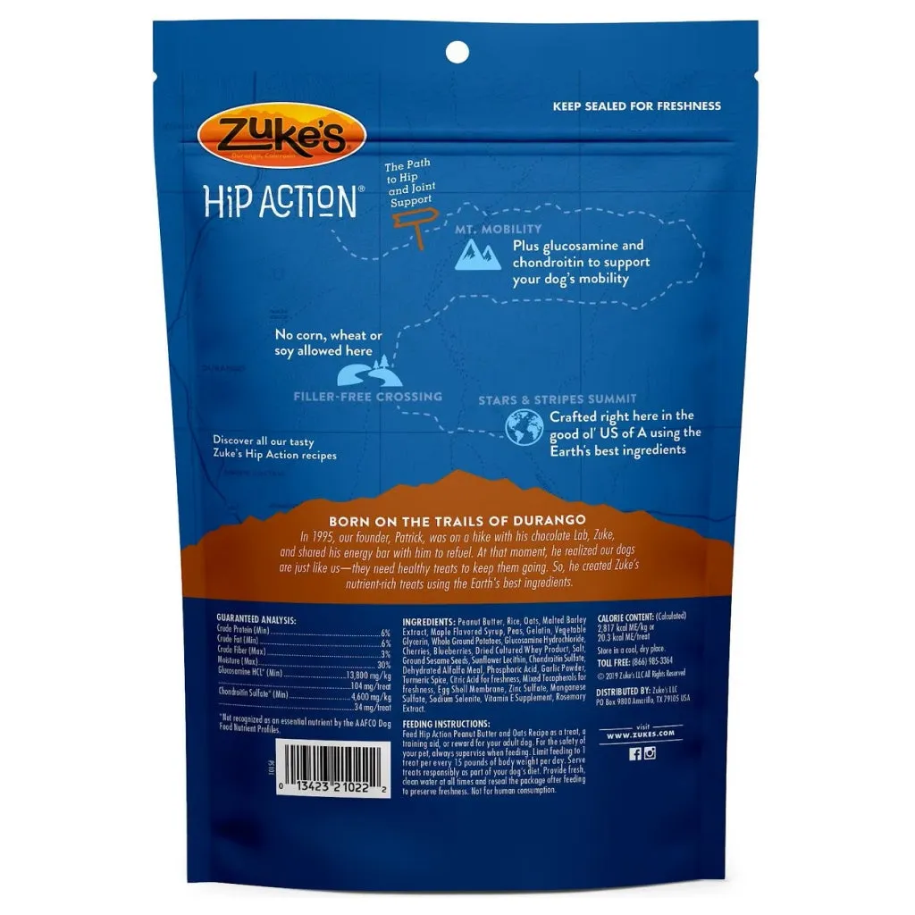 Zuke’s Hip Action Peanut Butter & Oat Recipe - Hip & Joint Support Treats for Dogs